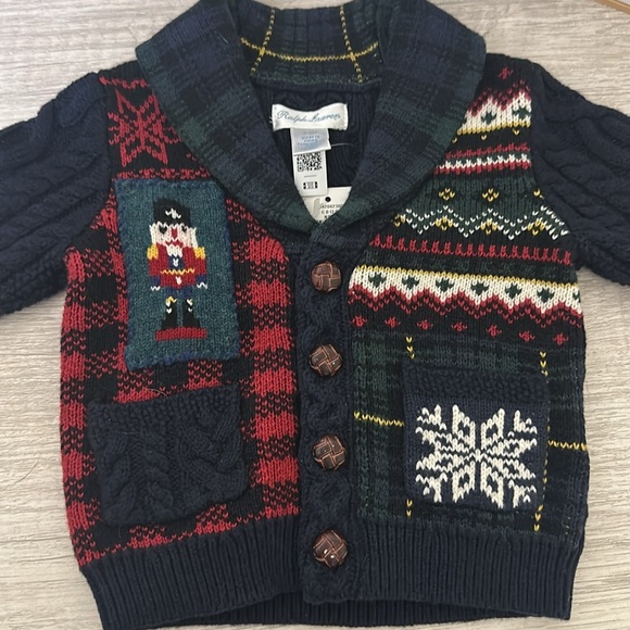 NWT Ralph Lauren Baby Boy's Patchwork Christmas Nutcracker Cardigan 3-6 Months - Picture 2 of 8